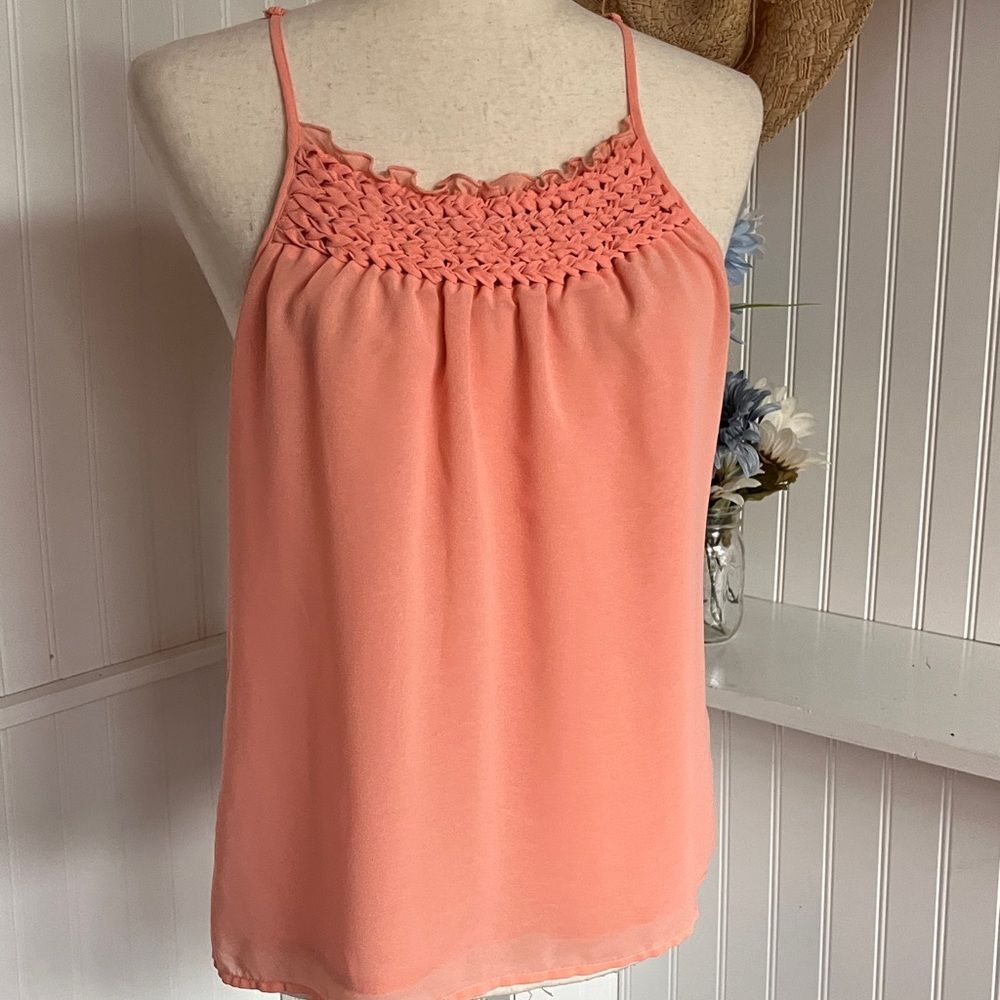 Peach Ruffles Tank Top Size Small - Picture 3 of 3